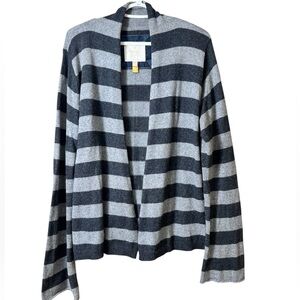 American Eagle‎ XXL Striped Open Front Cardigan Cotton Angora Blend Gray Cozy